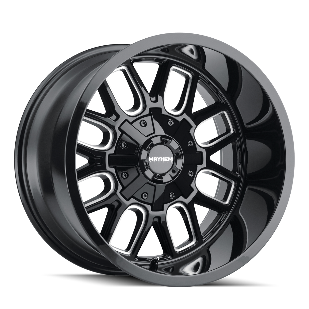 8107-7952BM - Mayhem Cogent 17X9 5X127 -12mm Black And Milled - Mayhem Wheels Canada