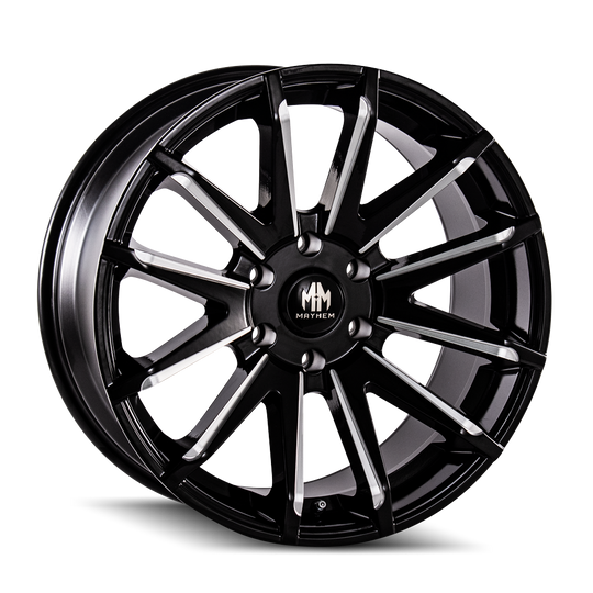 8109-2985BM25 - Mayhem Crossfire 20X9.5 5X139.7 /  ET 25mm Gloss Black Milled - Mayhem Wheels Canada