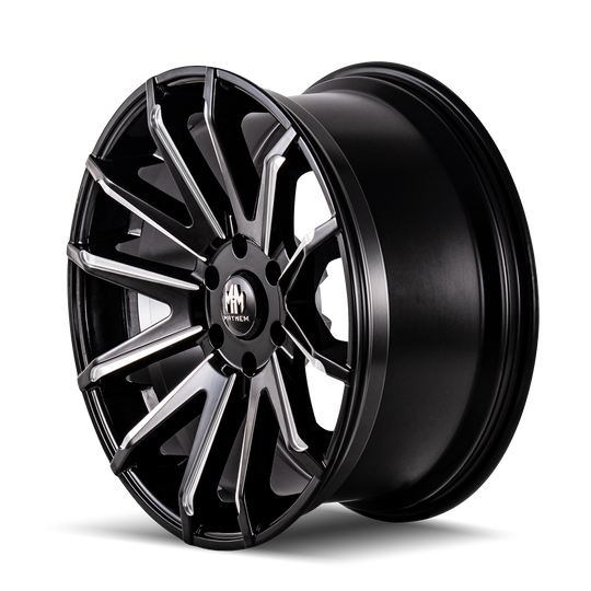 8109-2950BM10 - Mayhem Crossfire 20X9.5 5X150 /  ET 10mm Gloss Black Milled - Mayhem Wheels Canada