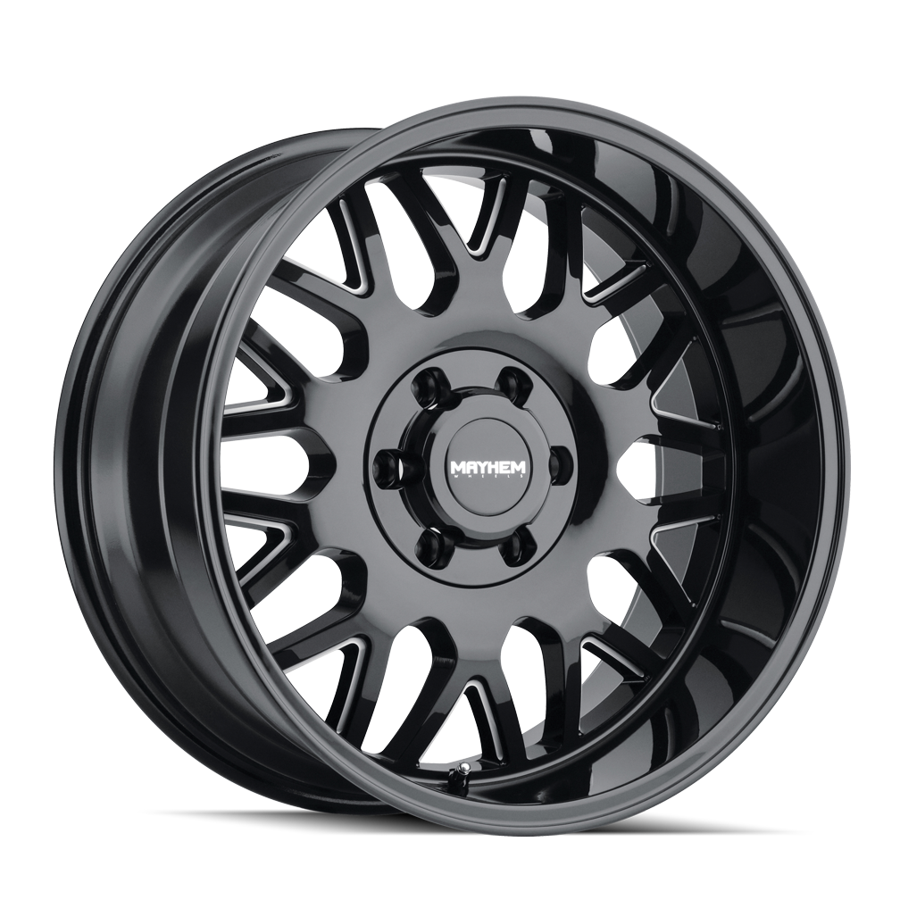 8110-2997BM18 - Mayhem Tripwire 20X9 5X139.7 18mm Black And Milled - Mayhem Wheels Canada