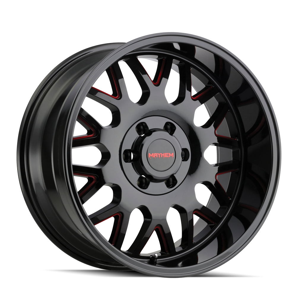 8110-2937BTR18 - Mayhem Tripwire 20X9 6X135 18mm Black With Prism Red - Mayhem Wheels Canada