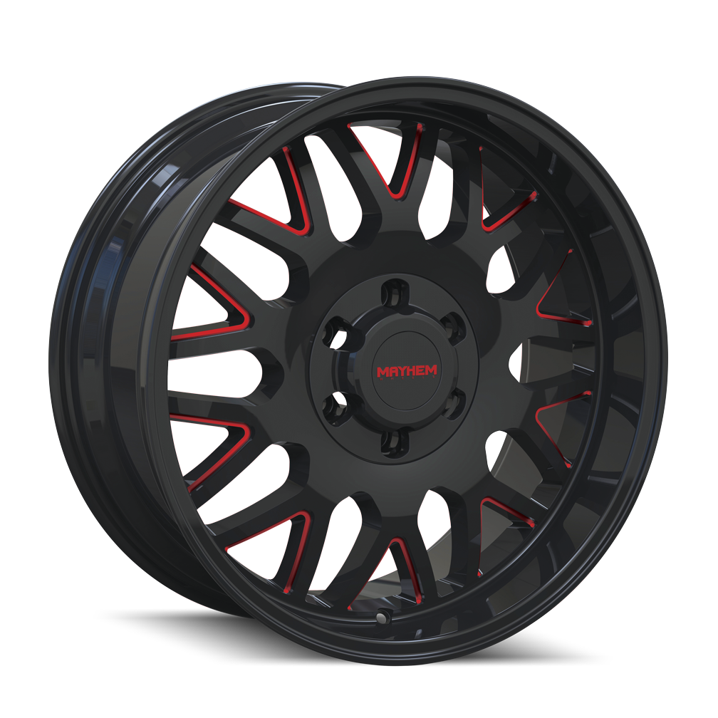 8110-2950BTR - Mayhem Tripwire 20X9 5X150 0mm Black With Prism Red - Mayhem Wheels Canada