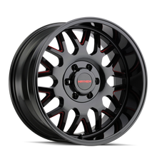 Charger l'image dans la galerie, 8110-2937BTR18 - Mayhem Tripwire 20X9 6X135 / 6X139.7 ET 18mm Gloss Black Milled Prism Red - Mayhem Wheels Canada