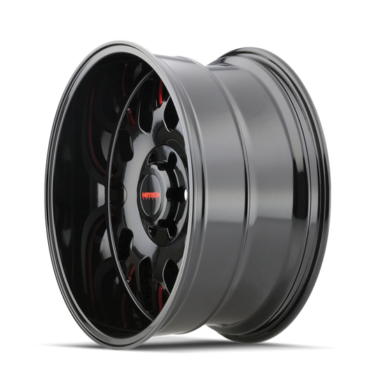 8110-2970BTR18 - Mayhem Tripwire 20X9 8X170 /  ET 18mm Gloss Black Milled Prism Red - Mayhem Wheels Canada