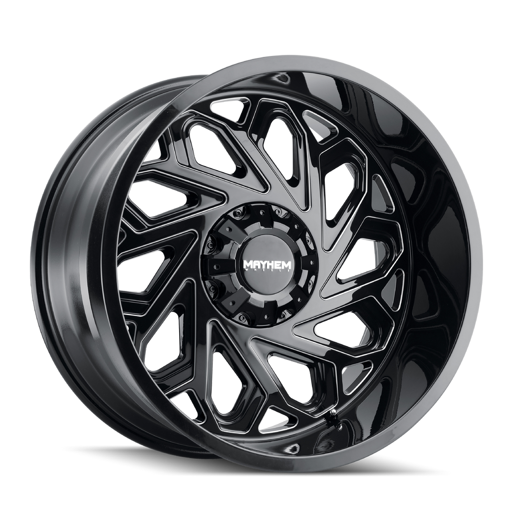 8112-2152BM - Mayhem Essex 20X10 5X127 -19mm Black And Milled - Mayhem Wheels Canada