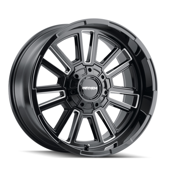 8115-2981BM - Mayhem Apollo 20X9 8X165.1 /  ET 0mm Gloss Black Milled - Mayhem Wheels Canada