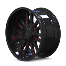 Load image into Gallery viewer, 8115-2981BTR18 - Mayhem Apollo 20X9 8x165.1 18mm Black With Prism Red - Mayhem Wheels Canada