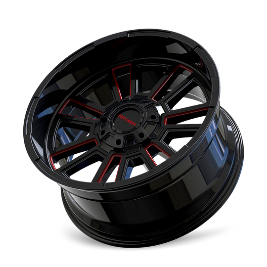 8115-2937BTR18 - Mayhem Apollo 20X9 6X135 18mm Black With Prism Red - Mayhem Wheels Canada