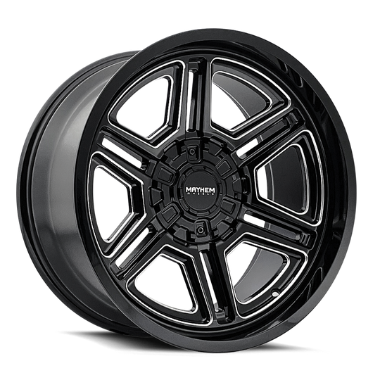 8117-2156BM - Mayhem Hermosa 20X10 5X114.3 -25mm Black And Milled - Mayhem Wheels Canada