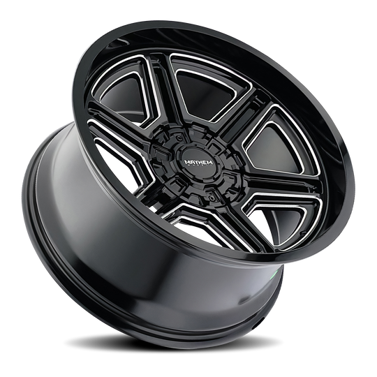 8117-2152BM - Mayhem Hermosa 20X10 5X127 / 5X139.7 ET -25mm Gloss Black Milled - Mayhem Wheels Canada