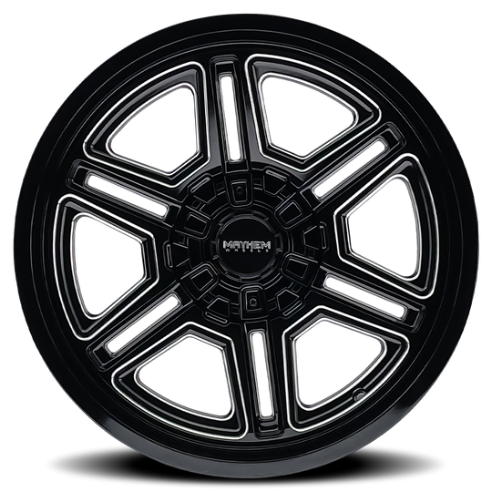 8117-2281BM - Mayhem Hermosa 20X12 8X165.1 /  ET -44mm Gloss Black Milled - Mayhem Wheels Canada