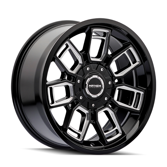 8118-2952BM - Mayhem Ordinance 20X9 5X127 / 5X139.7 ET 0mm Gloss Black Milled - Mayhem Wheels Canada