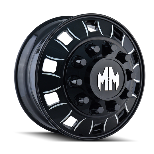 8180-245810BMF - Mayhem Bigrig 24.5X8.25 10X285.75 /  ET 168mm Front Black with Milled Spokes - Mayhem Wheels Canada