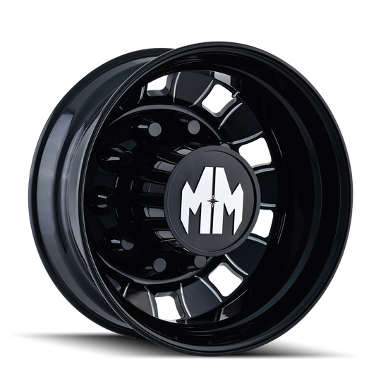 8180-245810BMR - Mayhem Bigrig 24.5X8.25 10X285.75 168mm Rear Black With Milled Spokes - Mayhem Wheels Canada