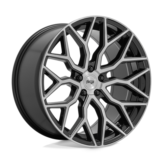 M2622005F8+40 - Niche M262 Mazzanti 20X10.5 5X112  40mm Gloss Black Brushed Face - Niche Wheels Canada