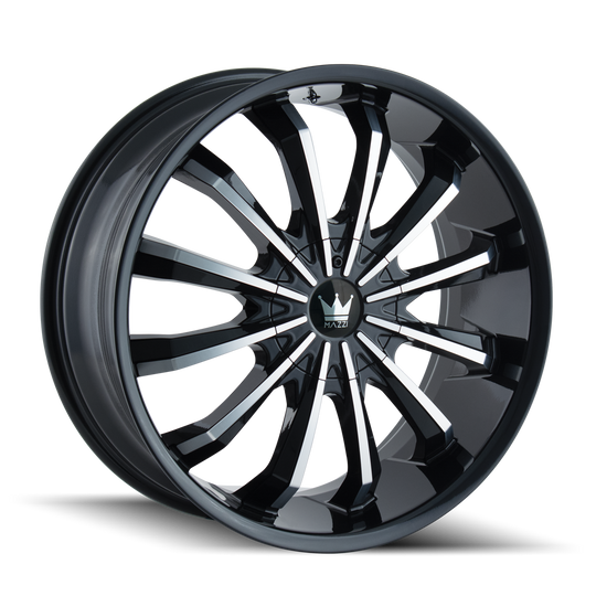 341-2814B - Mazzi Fusion 20X8.5 5X108 / 5X114.3 ET 35mm Gloss Black Machined - Mazzi Wheels Canada