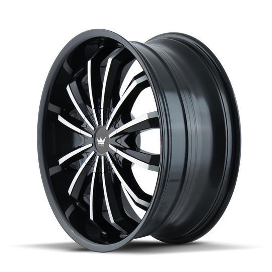 341-22904B - Mazzi Fusion 22X9.5 5X114.3 / 5X120 ET 35mm Gloss Black Machined - Mazzi Wheels Canada