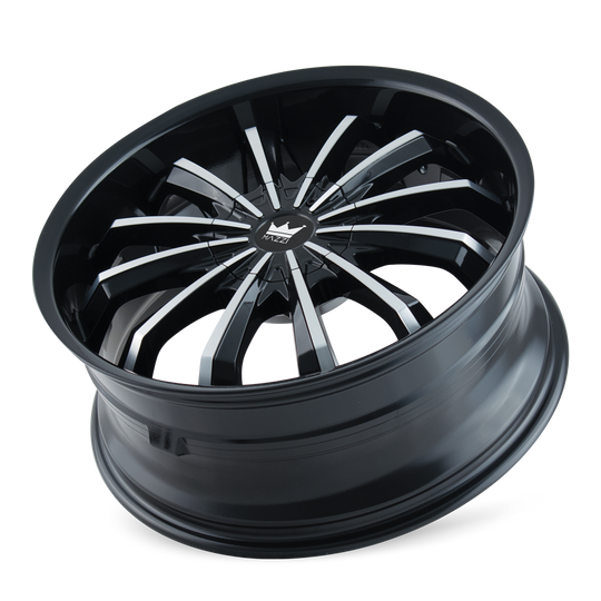 341-8705B - Mazzi Fusion 18X7.5 5X100 / 5X105 ET 40mm Gloss Black Machined - Mazzi Wheels Canada