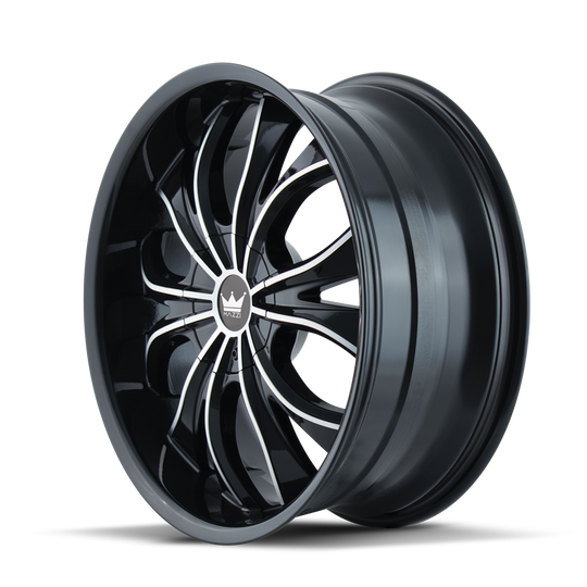 342-22937B - Mazzi Hustler 22X9.5 6X135 / 6X139.7 ET 30mm Gloss Black Machined - Mazzi Wheels Canada