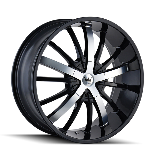 364-24918B - Mazzi Essence 24X9.5 5X115 / 5X120 ET 18mm Gloss Black Machined - Mazzi Wheels Canada