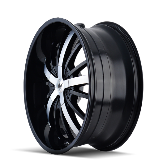 364-22952B - Mazzi Essence 22X9.5 5X127 / 5X139.7 ET 18mm Gloss Black Machined - Mazzi Wheels Canada