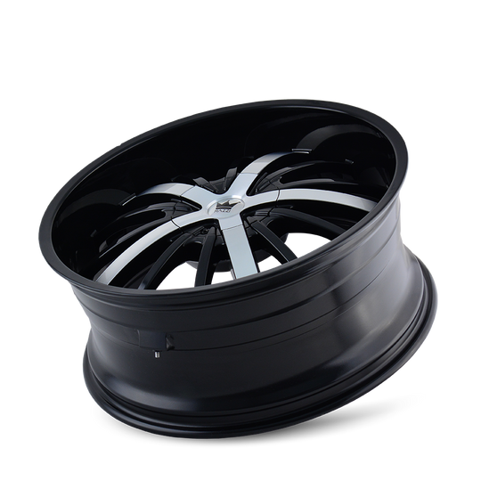 364-24918B - Mazzi Essence 24X9.5 5X115 / 5X120 ET 18mm Gloss Black Machined - Mazzi Wheels Canada