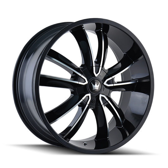 366-2809B - Mazzi Obsession 20X8.5 5X112 / 5X120 ET 35mm Black and Machined - Mazzi Wheels Canada
