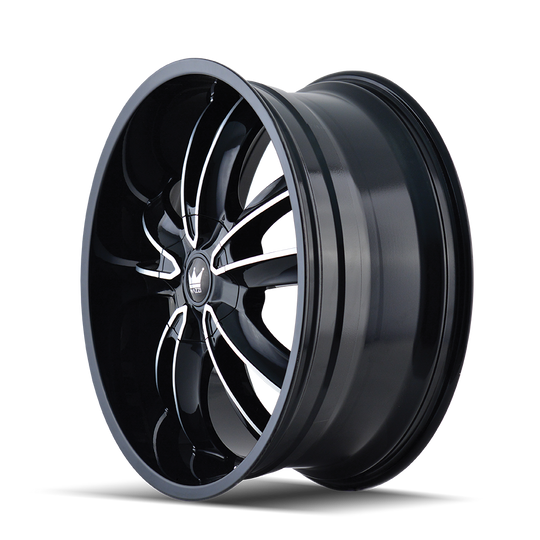 366-2818B - Mazzi Obsession 20X8.5 5X115 / 5X120 ET 18mm Black and Machined - Mazzi Wheels Canada