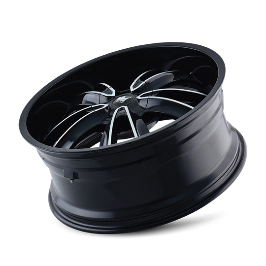 366-2809B - Mazzi Obsession 20X8.5 5X112 / 5X120 ET 35mm Black and Machined - Mazzi Wheels Canada