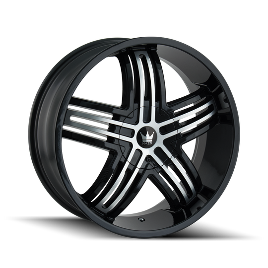 368-22988B - Mazzi Entice 22X9.5 5X115 / 5X139.7 ET 18mm Black and Machined - Mazzi Wheels Canada