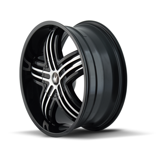 368-24988B - Mazzi Entice 24X9.5 5X115 / 5X139.7 ET 18mm Black and Machined - Mazzi Wheels Canada