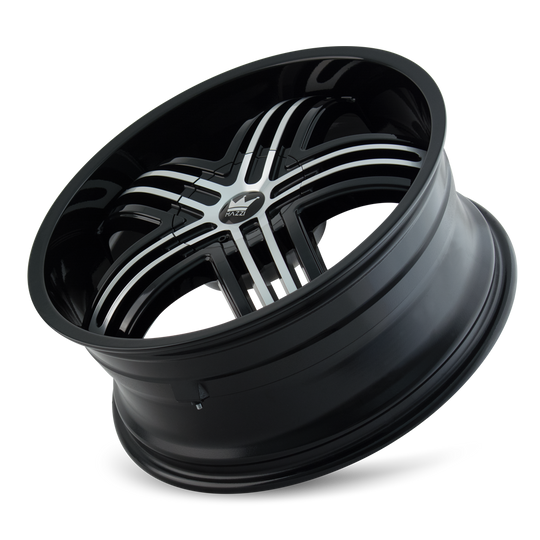 368-24988B - Mazzi Entice 24X9.5 5X115 / 5X139.7 ET 18mm Black and Machined - Mazzi Wheels Canada