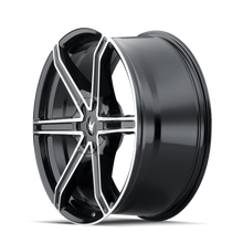 Charger l'image dans la galerie, 371-24918B - Mazzi Stilts 24X9.5 5X115 / 5X120 ET 18mm Gloss Black Machined - Mazzi Wheels Canada