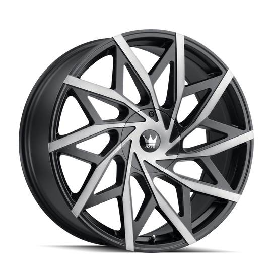 372-8814TM - Mazzi Big Easy 18X8 5X108 / 5X114.3 ET 35mm Matte Black Machined with Dark - Mazzi Wheels Canada