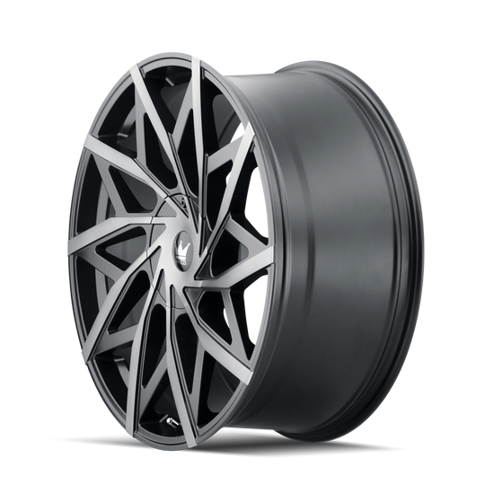 372-2809TM - Mazzi Big Easy 20X8.5 5X112 / 5X120 ET 35mm Matte Black Machined with Dark - Mazzi Wheels Canada