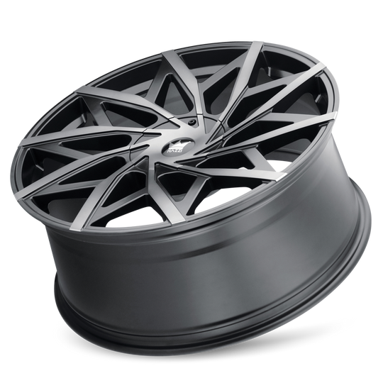 372-2809TM - Mazzi Big Easy 20X8.5 5X112 / 5X120 ET 35mm Matte Black Machined with Dark - Mazzi Wheels Canada