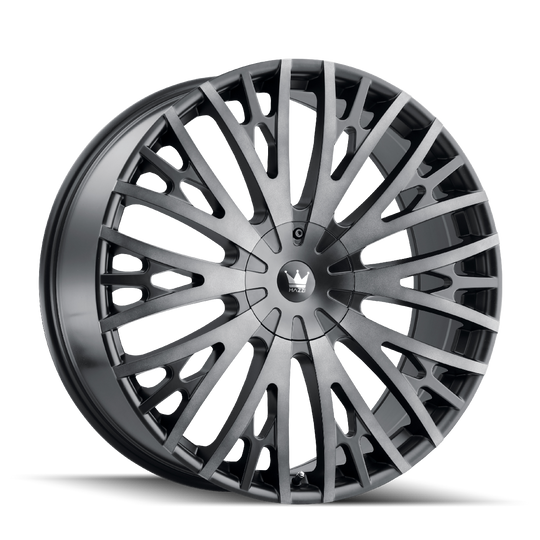 373-8809TM - Mazzi Twist Tie 18X8 5X112 / 5X120 ET 35mm Matte Black Machined with Dark - Mazzi Wheels Canada
