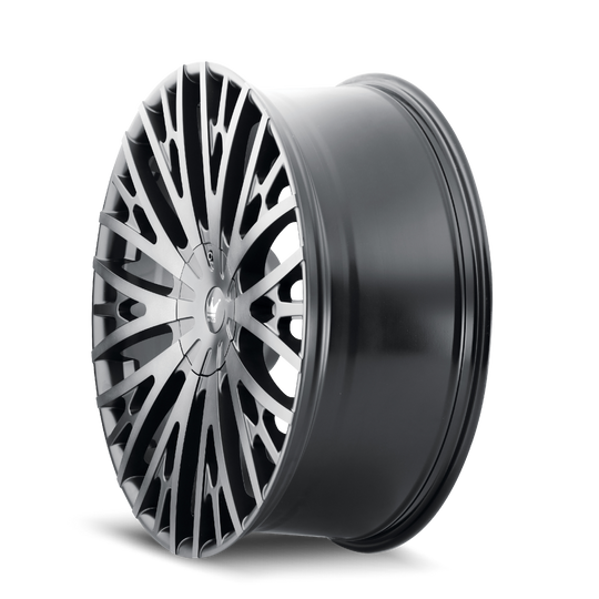 373-24937TM - Mazzi Twist Tie 24X9.5 6X135 / 6X139.7 ET 30mm Matte Black Machined with Dark - Mazzi Wheels Canada
