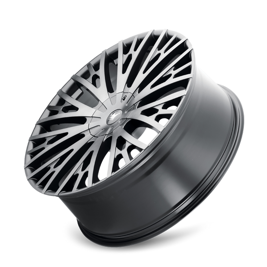 373-24937TM - Mazzi Twist Tie 24X9.5 6X135 / 6X139.7 ET 30mm Matte Black Machined with Dark - Mazzi Wheels Canada