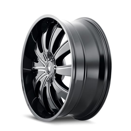 374-24937B - Mazzi Rolla 24X9.5 6X135 / 6X139.7 ET 30mm Gloss Black Milled - Mazzi Wheels Canada