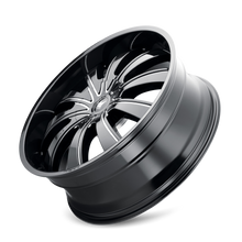 Load image into Gallery viewer, 374-24952B - Mazzi Rolla 24X9.5 5X127 / 5X139.7 ET 18mm Gloss Black Milled - Mazzi Wheels Canada