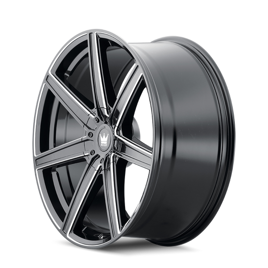 376-22952B - Mazzi Laguna 22X9.5 5X127 / 5X139.7 ET 18mm Gloss Black Milled - Mazzi Wheels Canada
