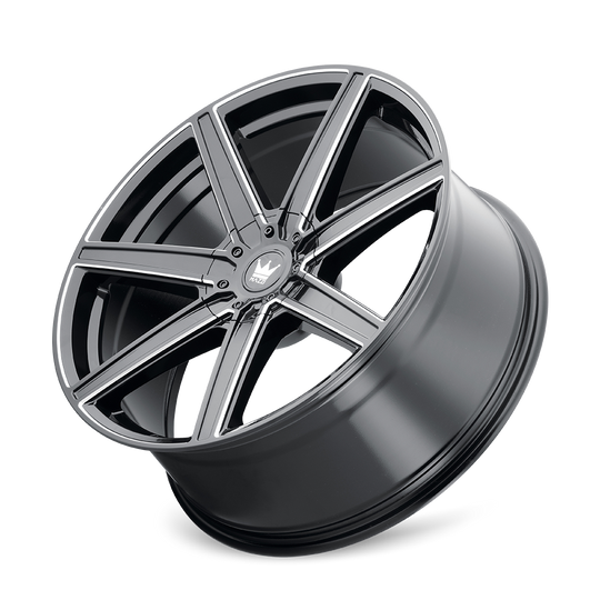 376-22811B - Mazzi Laguna 22X8.5 5X110 / 5X115 ET 38mm Gloss Black Milled - Mazzi Wheels Canada