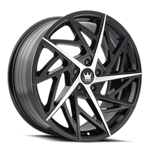 Load image into Gallery viewer, 377-8831B - Mazzi Freestyle 18X8 5X108 35mm Gloss Black And Machined - Mazzi Wheels Canada