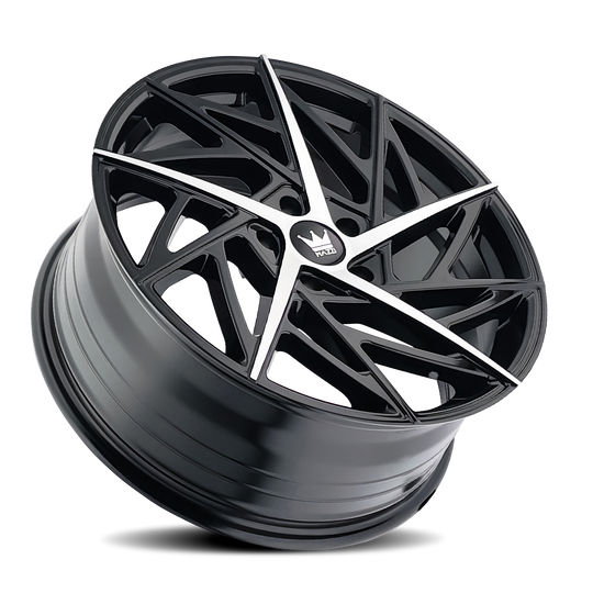 377-8831B - Mazzi Freestyle 18X8 5X108 35mm Gloss Black And Machined - Mazzi Wheels Canada