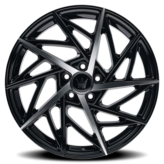 377-8831B - Mazzi Freestyle 18X8 5X108 /  ET 35mm Gloss Black Machined - Mazzi Wheels Canada