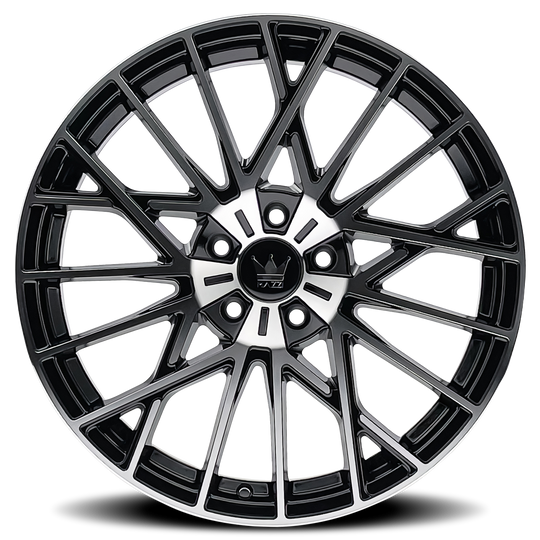 378-2812BM38 - Mazzi Jinx 20X8.5 5X120 /  ET 38mm Gloss Black Machined - Mazzi Wheels Canada