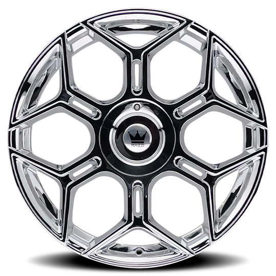379-2814C - Mazzi Libra 20X8.5 5X108 / 5X114.3 ET 35mm Chrome - Mazzi Wheels Canada