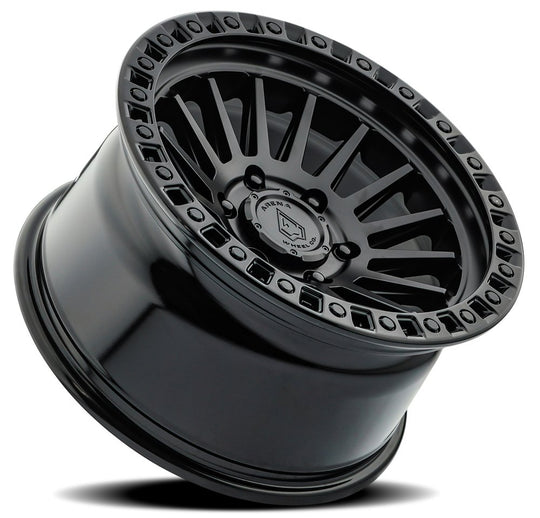 A101209075P00004 - Arena Mesa 20X9 5X127 0mm Satin Black Center Glossy Black Lip - Arena Wheels Canada