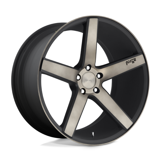 M134220063+50 - Niche M134 Milan 22X10 5X130  50mm Matte Black Machined With Double Dark Tint - Niche Wheels Canada